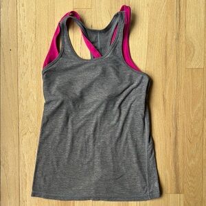 Lululemon Athletica Gray and Pink bra Fitted Sleeveless Tank Top